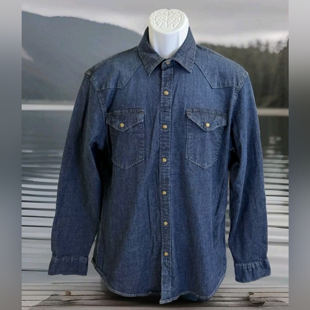 Wrangler Denim Long Sleeve Button Up Size Large